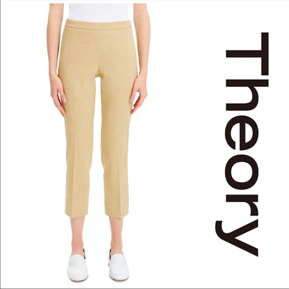Theory Linen Blend Pull-On Slim Pants - Picture 3 of 9